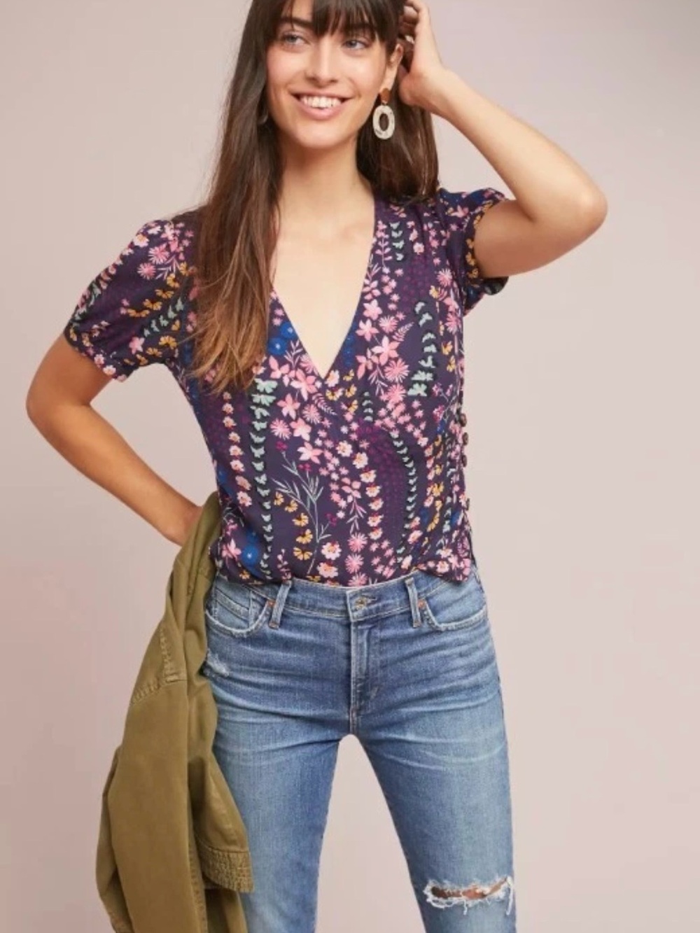 Meadow Rue "Eldoret" Floral Wrap Top from Anthropologie